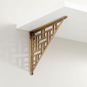 Signature Hardware Wicker 8-1/2" Brass Shelf Bracket Antique Brass