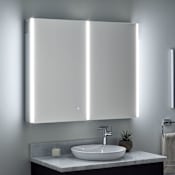 Signature Hardware Leda 39-1/2" x 32" Lighted Frameless 2 Door Medicine Cabinet with Tunable LED and Wireless Speaker Aluminum