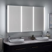 Signature Hardware Leda 53-1/4" x 32" Lighted Frameless 3 Door Medicine Cabinet with LED Light and Wireless Speaker Aluminum