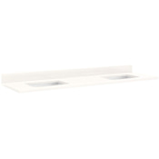 Signature Hardware 73" Quartz Vanity Top with Double Rectangular Undermount Sinks, Backsplash, and 41" Sink Centers - Less Faucet Holes Arctic White