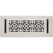 Signature Hardware Burrel Two-Tone Brass Floor Register - 4" x 12" Brushed Nickel / Polished Nickel
