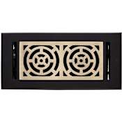 Signature Hardware Burrel Brass Wall Register - 4" x 10" Matte Black / Antique Brass