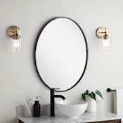 Signature Hardware Amyr 24" W x 31" H Modern Oval Framed Bathroom Wall Mirror Gloss Black
