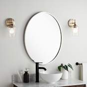 Signature Hardware Amyr 24" W x 31" H Modern Oval Framed Bathroom Wall Mirror Nickel