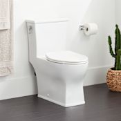 Signature Hardware Carraway 1.28 GPF One Piece Elongated Chair Height Toilet with Left Hand Lever - Seat Included White