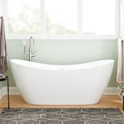 Signature Hardware Sheba 72" Freestanding Acrylic Soaking Tub with Integrated Drain and Overflow and Foam Insulation White