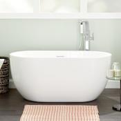 Signature Hardware Boyce 56" Free Standing Acrylic Soaking Tub with Integrated Drain, Overflow, and Foam Insulation White / White