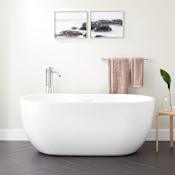Signature Hardware Boyce 65" Acrylic Air Massage Tub with Integrated Drain, Overflow, and Foam Insulation White / White