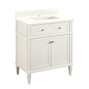 Signature Hardware Elmdale 30" Freestanding Mahogany Single Basin Vanity Set with Cabinet, Vanity Top, and Rectangular Undermount Sink - Single Faucet Hole White / Arctic White