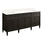 Signature Hardware Elmdale 72" Freestanding Mahogany Double Basin Vanity Set with Cabinet, Vanity Top, and Rectangular Undermount Sink - No Faucet Holes Charcoal Black / Arctic White