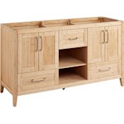 Signature Hardware Burfield 60" Freestanding Bamboo Double Basin Vanity Cabinet - Cabinet Only - Less Vanity Top Natural Bamboo