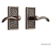 Signature Hardware Traeger Right Handed Solid Bronze Passage Door Lever Set with 2-3/8" Backset Antique Pewter