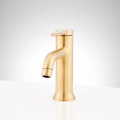 Signature Hardware Lentz 1.2 GPM Single Hole Bathroom Faucet with Lever Handle and Pop-Up Drain Assembly with Overflow Brushed Gold