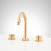 Signature Hardware Lentz 1.2 GPM Widespread Bathroom Faucet with Knob Handles and Pop-Up Drain Assembly with Overflow Brushed Gold