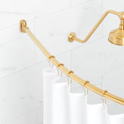 Signature Hardware 66" Curved Brass Shower Rod Brushed Gold