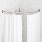 Signature Hardware 18-1/2" x 26" x 18-1/2" Corner Brass Shower Rod Brushed Nickel