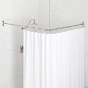 Signature Hardware 60" x 48" Corner Brass Shower Rod Brushed Nickel