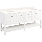 Signature Hardware Olsen 72" Freestanding Double Basin Vanity Set with Cabinet, Vanity Top, and Oval Undermount Sinks - 8" Widespread Faucet Holes White / Arctic White