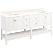 Signature Hardware Olsen 72" Freestanding Double Basin Vanity Set with Cabinet, Vanity Top, and Rectangular Undermount Sinks - Single Faucet Holes White / Arctic White