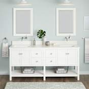 Signature Hardware Olsen 72" Freestanding Double Basin Vanity Set with Cabinet, Vanity Top, and Rectangular Undermount Sinks - No Faucet Holes White / Arctic White