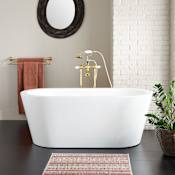 Signature Hardware Leith 61" Acrylic Soaking Freestanding Tub with Integrated Drain and Overflow and Foam Insulation White / White Drain