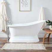 Signature Hardware 60" Socorro Cast Iron Slipper Pedestal Soaking Tub - 7" Rim Holes - Drain White / Black Drain
