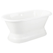 Signature Hardware 66" Henley Cast Iron Double-Ended Pedestal Soaking Tub - Rolled Rim - Drain White / Black Drain