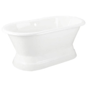 Signature Hardware 66" Henley Cast Iron Double-Ended Pedestal Soaking Tub - 7" Rim Holes - Drain White / Black Drain