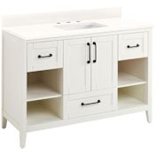 Signature Hardware Burfield 48" Freestanding Single Basin Vanity Set with Cabinet, Vanity Top, and Rectangular Undermount Sink - 8" Widespread Faucet Holes White / Arctic White