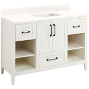 Signature Hardware Burfield 48" Freestanding Single Basin Vanity Set with Cabinet, Vanity Top, and Rectangular Undermount Sink - No Faucet Hole White / Arctic White