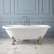 Signature Hardware 69" Audrey Acrylic Double-Ended Clawfoot Soaking Tub - Lion Paw Feet and Drain White / Brushed Nickel