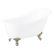 Signature Hardware Ultra 55" Acrylic Soaking Clawfoot Tub with Integrated Drain White / Brushed Nickel Feet