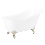 Signature Hardware Ultra 67" Acrylic Soaking Clawfoot Tub - Less External Drain and Overflow White / Brushed Nickel Feet