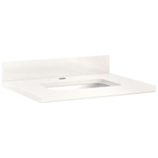 Signature Hardware 25" Quartz Single Vanity Top with Single Faucet Hole and Backsplash Arctic White Quartz