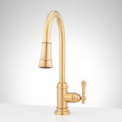 Signature Hardware Amberley 1.8 GPM Single Hole Pull Down Kitchen Faucet Brushed Gold