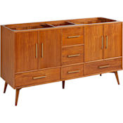 Signature Hardware Novak 60" Freestanding Teak Double Basin Vanity Cabinet - Cabinet Only - Less Vanity Top Natural Teak