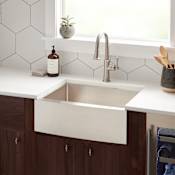 Signature Hardware Fournier 30" Farmhouse Single Basin Stainless Steel Kitchen Sink with Curved Apron Stainless Steel