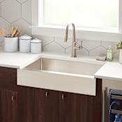 Signature Hardware Hazelton 33" Farmhouse Single Basin Stainless Steel Retrofit Kitchen Sink Stainless Steel