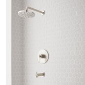 Signature Hardware Gunther Tub and Shower Package with Single Function Shower Head - Accufit Rough-In Valve Included Brushed Nickel