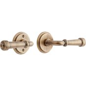 Signature Hardware Esmond Left Handed Solid Brass Passage Door Lever Set with 2-3/4" Backset Antique Brass