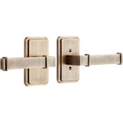 Signature Hardware Delory Right Handed Solid Brass Passage Door Lever Set with 2-3/8" Backset Antique Brass
