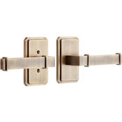 Signature Hardware Delory Left Handed Solid Brass Privacy Door Lever Set with 2-3/4" Backset Antique Brass