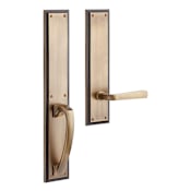 Signature Hardware Aurick Left Handed Solid Brass Dummy Door Lever Set Antique Brass