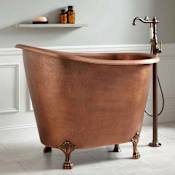 Signature Hardware 49" Abbey Copper Slipper Clawfoot Soaking Tub - Rolled Rim and Drain Antique Copper Patina