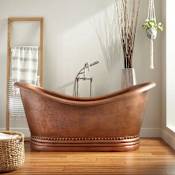 Signature Hardware Paige 66" Copper Soaking Freestanding Tub - Less External Drain and Overflow Antique Copper Patina