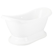 Signature Hardware Rosalind 69" Acrylic Soaking Pedestal Tub with Rolled Rim - Less External Drain and Overflow White