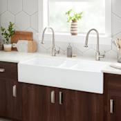Signature Hardware Tethra 47" Farmhouse 40/20/40 Triple Basin Fireclay Kitchen Sink White