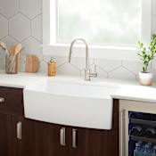 Signature Hardware Wenbrook 33" Farmhouse Single Basin Fireclay Kitchen Sink with Curved Apron White