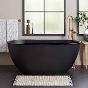 Signature Hardware Catino 59" Solid Surface Soaking Freestanding Tub with Integrated Drain and Overflow - Matte Black / Matte Black Matte Black
