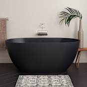 Signature Hardware Catino 66" Solid Surface Soaking Freestanding Tub with Integrated Drain and Overflow - Matte Black / Matte Black Matte Black
